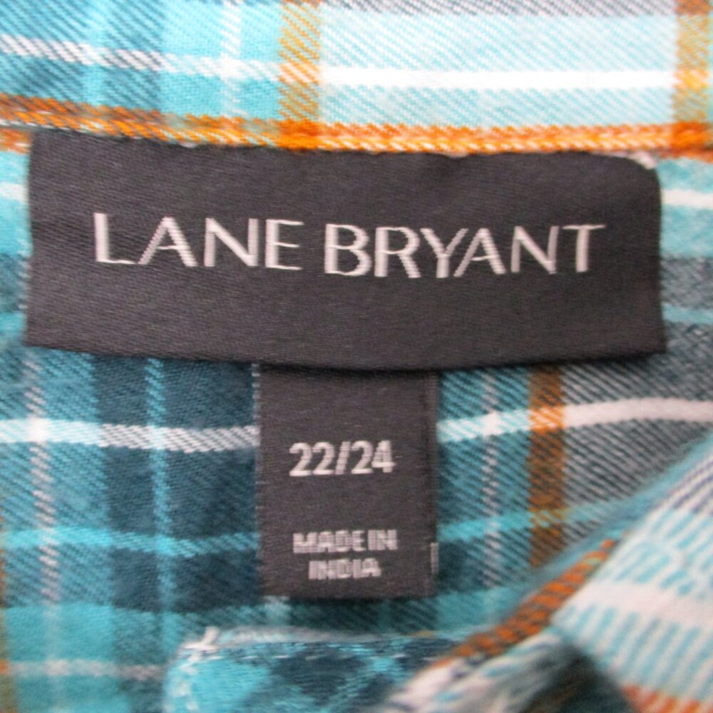 Lane Bryant Button Down Tunic Top Long Sleeve Plaid Blue Women Size | 24 - Picture 5 of 12